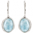Sterling Silver Pair Genuine Larimar Earrings