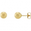14K Yellow Gold Pair Ball Earring With Star Dust Finish And Backs