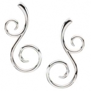 Picture of Sterling Silver & 14k White Gold Right Scroll Metal Fashion Earring