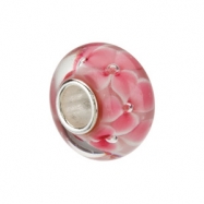 Picture of Sterling Silver 14.00 X Kera Pink Flower Glass Bead Ring Size 6
