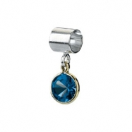 Picture of Sterling Silver & 14k Yellow Gold September Kera Bead With Birthstone Dangle Ring Size 6