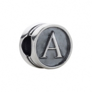 Picture of Sterling Silver A Kera Alphabet Cylinder Bead Ring Size 6