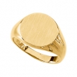 14K Yellow 15.00 MM Gents Signet Ring W/brush Fini