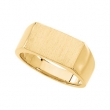 14K Yellow Gold Gents Signet Ring With Brush Finished Top