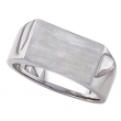 14K White Gold Gents Signet Ring With Brush Finished Top