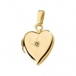 14K Yellow Gold Heart Shaped Locket With Diamond