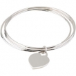 Sterling Silver 08.00 Inch Triple Bangle Bracelet With A Heart Dangle