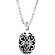 Picture of Sterling Silver Genuine Onyx And Diamond Pendant