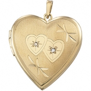 Picture of 14K Yellow Gold Heart Shaped Locket With Diamond