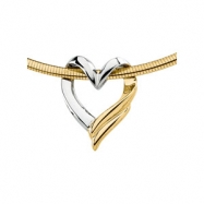 Picture of 14K White Yellow Gold Two Tone Heart Chain Slide