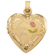 Picture of 14K Yellow Gold Tri Color I Love You Heart Shaped Locket