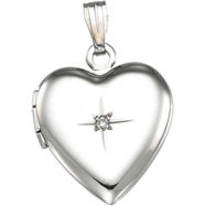 Picture of Sterling Silver Heart Shaped Locket With Diamond