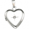 Sterling Silver Heart Shaped Locket With Diamond