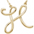 14K H 16"" Yellow Gold Fashion Script Initial Necklace