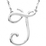 Picture of Sterling J Silver Fashion Script Initial Necklace