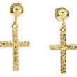 14K Yellow Gold Pair Cross Ball Dangle Earring