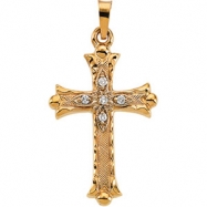 Picture of 14K Yellow Gold Cross Pendant With Diamond