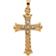 14K Yellow Gold Cross Pendant With Diamond