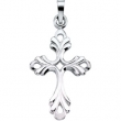 14K White Gold Cross Pendant With Design