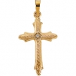14K Yellow Gold Cross Pendant With Diamond