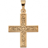 Picture of 14K Yellow Gold Greek Cross Pendant With Ornate Design