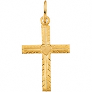 Picture of 14K Yellow Gold Childs Cross Pendant With Heart