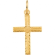 14K Yellow Gold Childs Cross Pendant With Heart