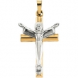 14K White Yellow Gold Two Tone Risen Christ Crucifix Pendant