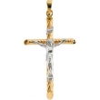 14K Yellow White Gold Two Tone Crucifix Pendant