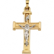 Picture of 14K Yellow White Gold Two Tone Crucifix Pendant