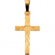 14K Yellow Gold Cross Pendant With Heart