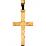 Picture of 14K Yellow Gold Cross Pendant With Heart