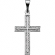14K White Gold Cross Pendant With Design
