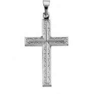 Picture of 14K White Gold Cross Pendant With Design