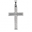 14K White Gold Cross Pendant With Design