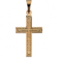 Picture of 14K Yellow Gold Cross Pendant With Design