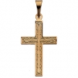 14K Yellow Gold Cross Pendant With Design