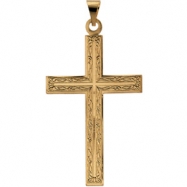 Picture of 14K Yellow Gold Cross Pendant With Design