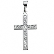 Picture of 14K White Gold Cross Pendant With Design