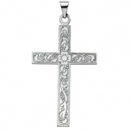Picture of 14K White Gold Cross Pendant With Design