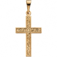 Picture of 14K Yellow Gold Cross Pendant With Design