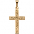 14K Yellow Gold Cross Pendant With Design