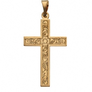 Picture of 14K Yellow Gold Cross Pendant With Design