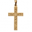 14K Yellow Gold Cross Pendant With Design