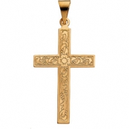 Picture of 14K Yellow Gold Cross Pendant With Design
