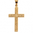 14K Yellow Gold Cross Pendant With Design