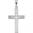 14K White Gold Cross Pendant With Design