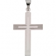 14K White Gold Cross Pendant With Design