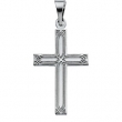 14K White Gold Cross Pendant With Design