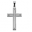 14K White Gold Cross Pendant With Design